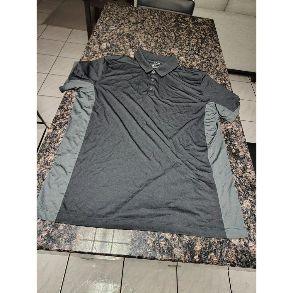 Nike Golf Dri-FIT Polo Shirt Mens Large Black Grey Colorblock Performance Top